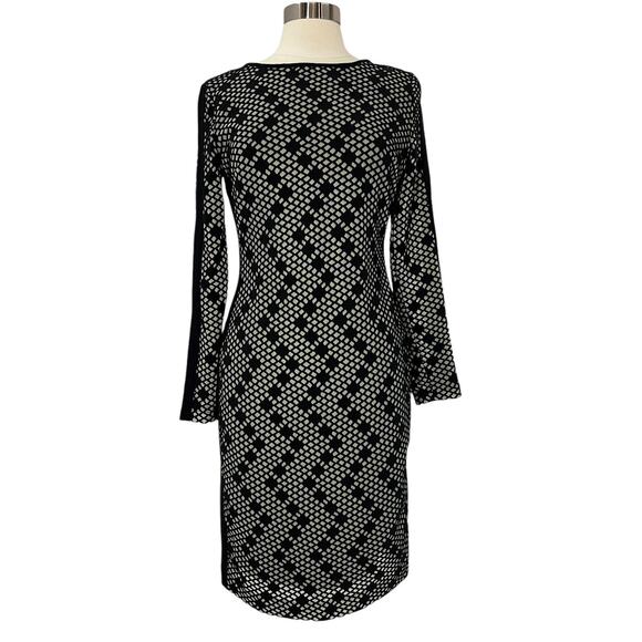 VINCE CAMUTO Long Sleeve Diamond Pattern Midi Dress SZ 10 - Picture 1 of 11